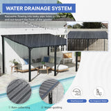 SUNSITT 10'x 14' Gazebo, Outdoor Lean to Gazebo Pergola w/Drainage Holes, Wall-Mounted Gazebo with Hard Top Metal Awnings for Patio Backyard Deck, Dark Grey SUNSITT