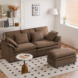 FEISHOMINOO 87" L Shaped Sectional Sofa Modular Deep Seat Sofa Couch with Ottoman, Chenille Sofa Sleeper Comfy Upholstered Furniture for Living Room, Apartment, Studio, Office (Espresso, L-Shaped) FEISHOMINOO