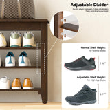 Taitiy Shoe Bench Storage Rubberwood, Entryway Bench with 3-Tiers Height Adjustable, Shoe Rack Front Door Entrance Organizer for Hallway Living Room, Mudrooms, Walnut,31.5" Taitiy