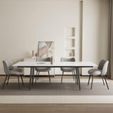 Extendable Dining Table (62.9" to 94.4") for 6 to 10 - Modern Rectangular Sintered Stone Table with High Hardness and Easy Maintenance - Stylish White NessCarsti