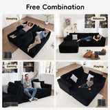 Opiesit 108" Boneless Couches for Living Room, Modular Sectional Sofa with Oversized Chaise, L-Shape Cloud Couch with Deep Seat, High-Density Memory Foam, No Assembly Required, Plush Corduroy Black Opiesit