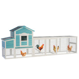 Large Wood Chicken Coop for 2-6 Chickens, 122" Chicken Coop with Nest Box, Removable Tray & UV Resistant Roof, Outdoor Hen House with Sliding Door and Ramp Mochalight