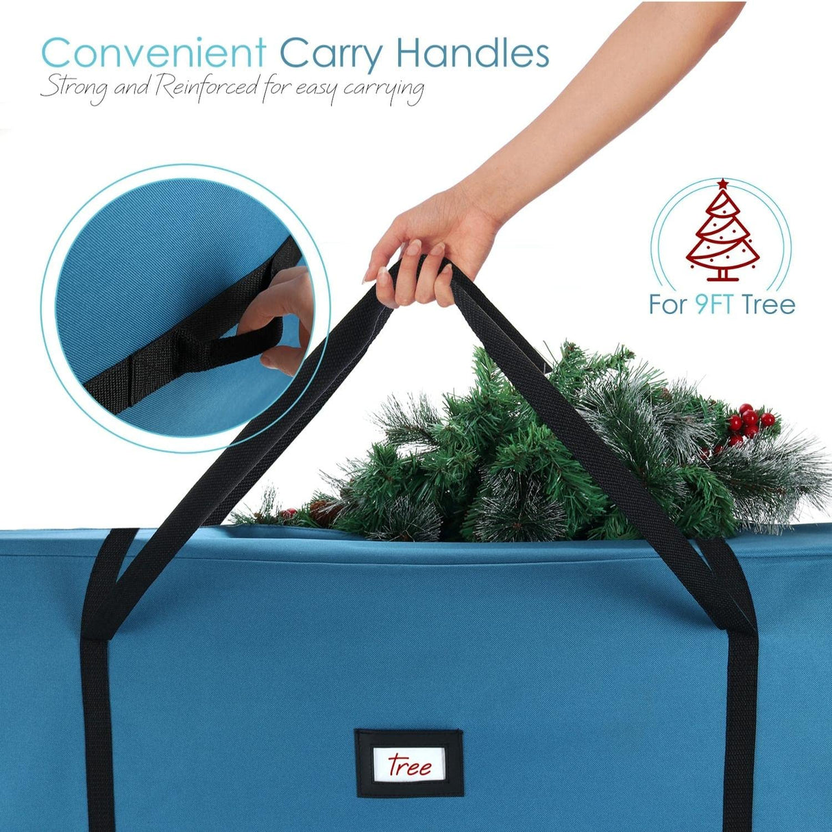 Hearth & Harbor 9 ft Christmas Tree Storage Bag - Artificial Christmas Tree Bag with Reinforced Handles, Dual Zipper, Wide Opening - Large Storage Container for Trees and Decorations Hearth & Harbor