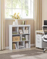 VASAGLE Bookcase, Bookshelf, Freestanding Storage Unit, 8 Open Compartments, Used Horizontally, Vertically, Upside Down, 11 x 35.4 x 39.4 Inches, for Living Room, Study, Office, White ULBC55WT VASAGLE
