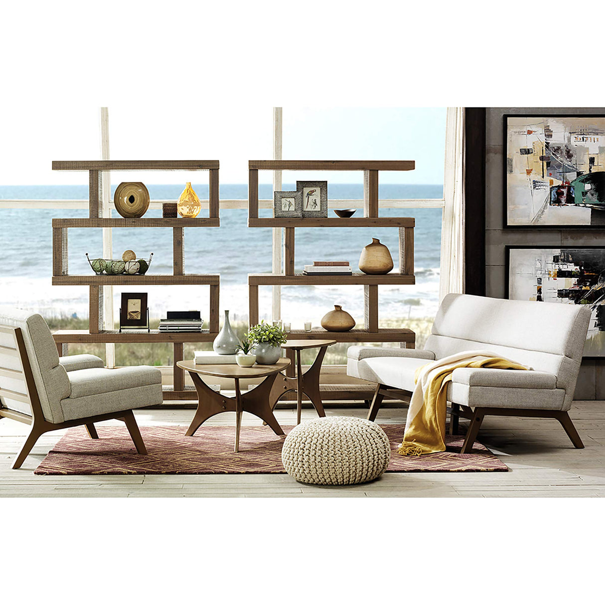 INK+IVY Blaze Triangle Wood Coffee Table Plywood with Wood Veneer Legs, Mid-Century Modern, Easy Assembly, Accent Furniture For Living Room, Minimalist Décor, Brown INK+IVY