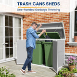Amopatio 41 Cu Ft Outdoor Storage Shed, Horizontal Resin Trash Can Storage, Weather Resistance, Storage Box with Floor Included for Garden Tools, Lawn Mowers, Garbage Cans, Patio Use, Sandstone Amopatio