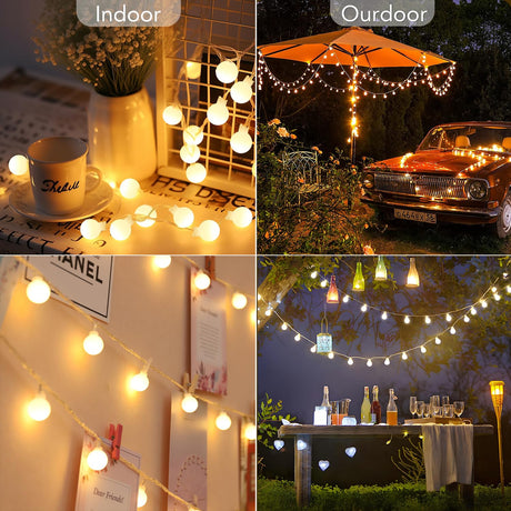 Tasodin 2 Pack 20FT 40 LED Globe String Lights Battery Operated, 8 Modes Battery Powered Outdoor Lights with Remote for Camping Tent, Bedroom, Warm White Tasodin