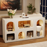 Tribesigns 59" White Console Table, Modern Entryway Table, Wooden Storage Organizer Entrance Table with 6 Compartments, Long Sofa Table, Behind Couch Table with Storage for Living Room, Hallway, Foyer Tribesigns