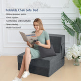 Ressainic Folding Sofa Bed Chair with Pillow,Convertible Fold Out Chair Bed Sleeper,Foam Floor Mattress, Foldable Futon Couch Bed for Living Room/Dorm/Guest/Office (Grey, Single) Ressainic