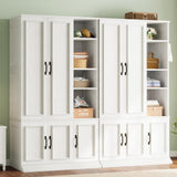 LIKIMIO Armoire Wardrobe Closet 70" H, 5 Doors Bedroom Wooden Wardrobe with 4 Storage Shelves and Hanging Rod, Clothing Storage Cabinet Organizer Combination, White LIKIMIO