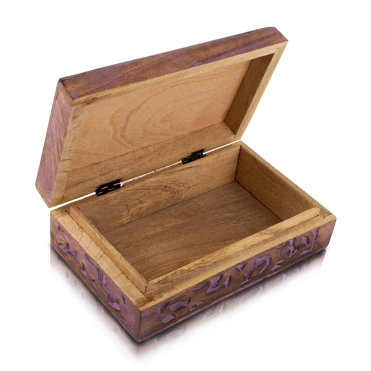 Great Birthday Gifts Handmade Decorative Wooden Jewelry Box Tree Of Life Carving Jewelry Organizer Keepsake Box Treasure Chest Trinket Holder Watch Box Storage Lock Box Housewarming Gift (Violet) The Great Indian Bazaar