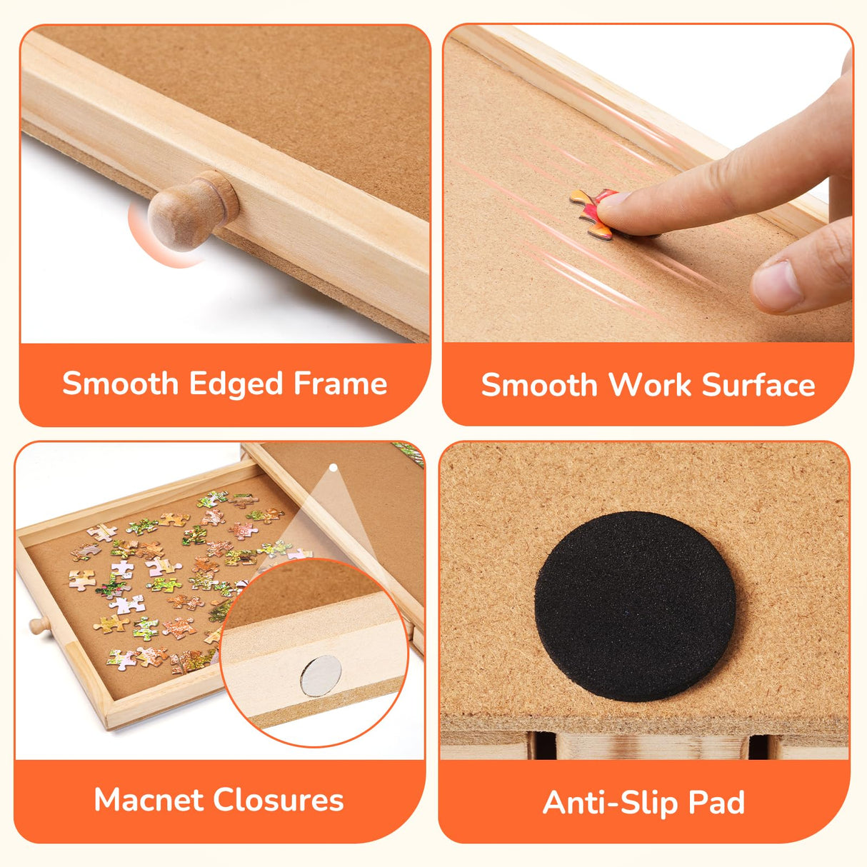 Gamenote 1500 Pieces Rotating Jigsaw Puzzle Table with Cover, Portable Large Puzzle Board with Drawer, Wooden Smooth Plateau Work Surface for Kids Family Game GAMENOTE