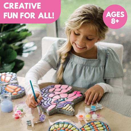 MindWare Paint Your Own Stepping Stone Unicorn - Kit Includes Weather Proof Stone, Paint and Brushes MindWare