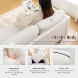 Gericco 89" 3-Seater Sofa, Deep Seat Sofa with Comfy Cushion, Mid Century Modern Couches for Living Room, Upholstered Comfy Sofa Couch for Bedroom, Apartment, Beige Gericco