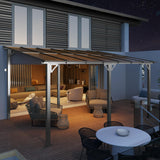 Arlopu 10'x 14' Gazebo Pergola, Outdoor Aluminum Lean to Hard Top with Sloped Roof, Large Wall-Mounted Heavy Duty Awnings for Patio, Garden, Decks, Backyard and More Arlopu