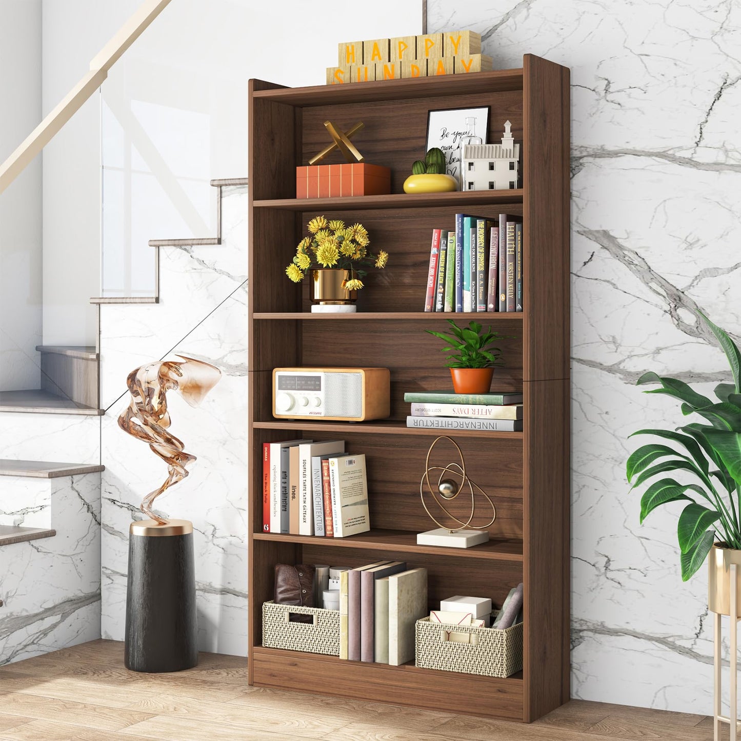 Tribesigns 72-Inch Modern 6-Tier Tall Bookcase with Storage Shelves - Elegant Wood Library Unit for Home & Office - WoodArtSupply