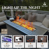 HERA'S HOUSE Patio Furniture Set with Fire Pit Table, 8 Pieces Outdoor Wicker Conversation Set, 4 x Single Chair, 2 x Ottoman, 3-Seat Sofa with 56" Fire Pit Table, for Garden, Poolside, Backyard HERA'S HOUSE