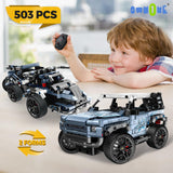 OWNONE 1 Off Road Pickup 4x4 Building Kit, 2 in 1 Stem Building Toy with Remote Control, Technique Race Car Building Toy for Kids, Birthday Gift Idea for Boys Ages 6+ (503 PCS) OWNONE 1