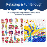FLYSONG Diamond Art Kits for Kids Adults,DIY Cartoon Princess 22 Pcs Creative Diamond Art Stickers - Gem Painting Craft Mosaic Stickers by Number Kits (Cartoon Princess) FLYSONG