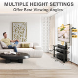 TAVR Furniture Swivel Floor TV Stand with Table for 32-70 Inch TVs, Universal Height Adjustable TV Floor Stand with Large Storage Shelves, Strong Corner TV Stand Mount Holds up to 88lbs, Black TAVR Furniture