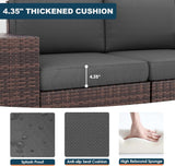 VONZOY 5 Piece Patio Furniture Set with Fire Pit Table, Outdoor Sectional Conversation Sets Brown Wicker Rattan Sectional Sofa for Patio Garden Backyard, 4'' Thickened Cushion Dark Grey VONZOY