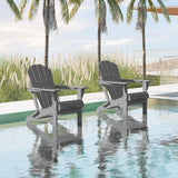 MUCHENGHY Folding Adirondack Chairs HDPE Weather Resistant, Patio Firepit Chairs, Sturdy Outside Chairs, Lawn Chairs, 15min Assembly 380lb Grey MUCHENGHY