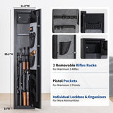 BlackSmith 5 Long Gun Safe Biometric Rifles Safe for Home Rifles and Pistols Quick Access Fingerprint Gun Cabinet Lockbox 2 Rifle Gun Rack Dual Alarm Password Memory Function 16 Gauge Alloy Steel BlackSmith