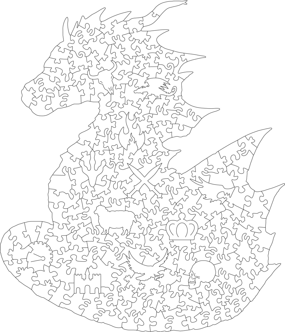 KAAYEE Wooden Jigsaw Puzzles-Wooden Puzzle Adult Unique Shape Advanced Dragon Wooden Jigsaw Puzzle for Adult, Family Puzzles 12.2 * 10.5in 200pcs KAAYEE