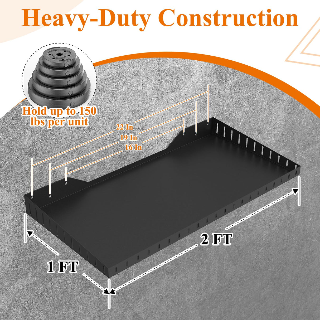 PEKGRIL 2 Pack Garage Wall Shelf, 1X2 Ft Heavy Duty Garage Shelving, Wall Mounted Storage Shelves for Laundry Room, Closet, Holds Up to 150 Lbs PEKGRIL