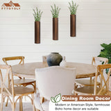 Fttoyoly 3 Pack Wood Wall Planter with Artificial Eucalyptus, Modern Wall Decor for Living Room Bedroom Bathroom Entryway, Farmhouse Boho Wall Vases for Dried Flowers and Faux Plants Fttoyoly