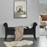 Yaheetech 52in Ottoman Bench Folding Storage Ottoman Bench Tufted Fabric Entryway Bench with Arms Footstool with Large Storage Foot Rest Seat Rolled Arms Cushioned Ottoman Black Yaheetech