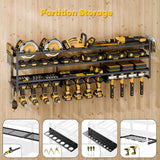 POKIPO Large Power Tool Organizer Wall Mount, Heavy Duty 4 Tier 12 Drill Holder, Garage Tool Organizer and Storage, Suitable Tool Rack for Workshop, Workbench POKIPO