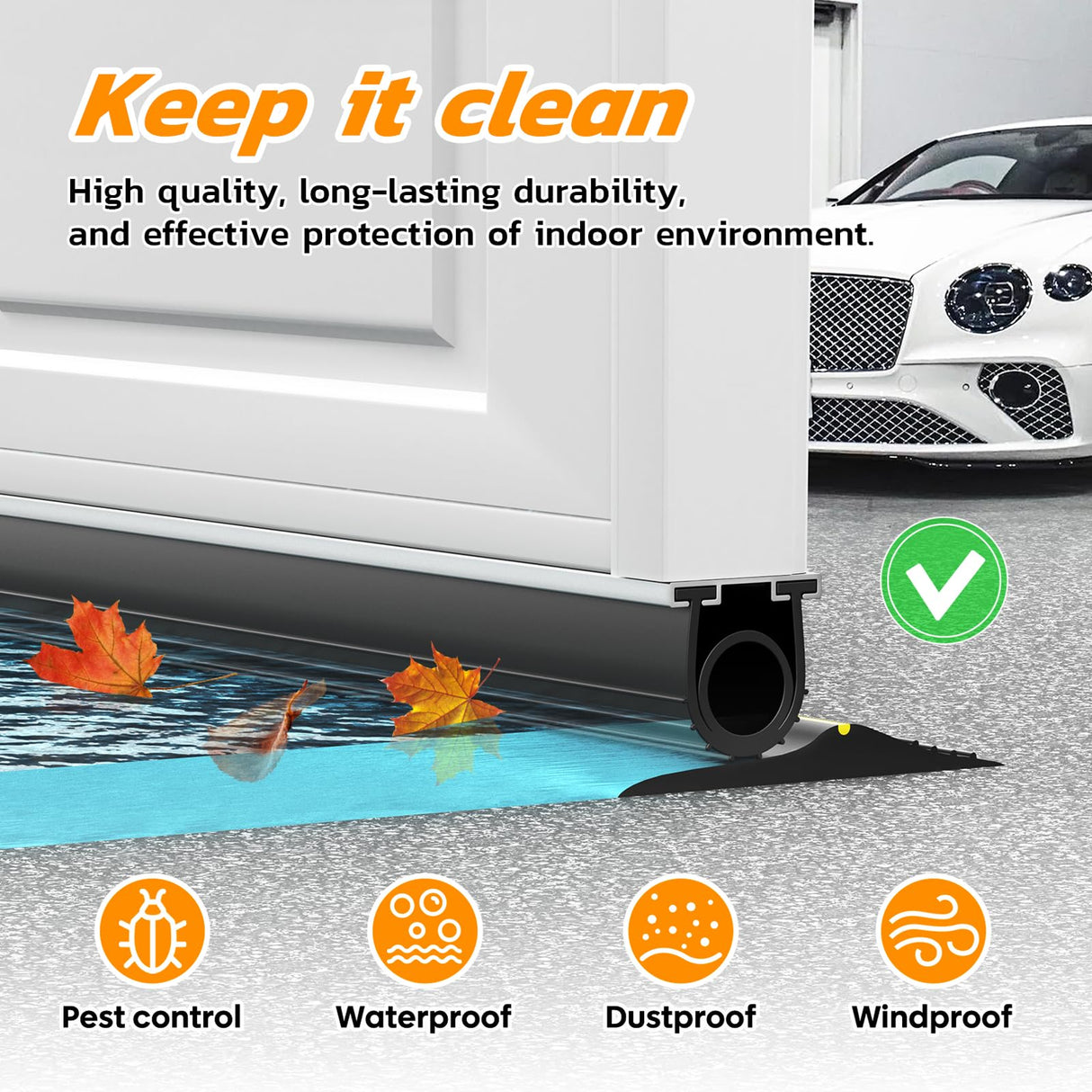 Jin&Bao Garage Door Bottom Seal with Pre-drilled Aluminum Track Retainer Base Kit, Heavy Duty U+O Ring Combination Garage Door Weather Stripping Kit (10FT) Jin&Bao