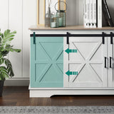 YITAHOME Farmhouse TV Stand for 65 Inch Television Stand, Entertainment Center with Storage Cabinets and Sliding Barn Doors, Rustic Media TV Console Table for Living Room, Grey White/Grey Wash YITAHOME