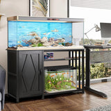 VOWNER 55-75 Gallon Fish Tank Stand, Aquarium Stand with Power Outlets, Cabinet for Fish Tank Accessories Storage, Heavy Duty Metal Frame, Suitable for Fish Tank, Turtle Tank, 1200LBS Capacity, Black VOWNER