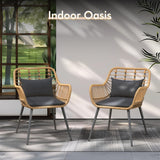 JOIVI Outdoor Patio Wicker Chairs Set of 2, Rattan Dining Chairs with Cushion and Armrest, Porch Chairs Outdoor Seating with Iron Frame, Balcony Furniture for Apartments, Lawn, Backyard, Garden, Black JOIVI