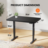 ErGear 40" x 24" Whole Piece Desktop Electric Standing Desk, Thick Height Adjustable Desk with 4 Height Memory, Home Office Computer Table with Cable Management Tray, Black ErGear