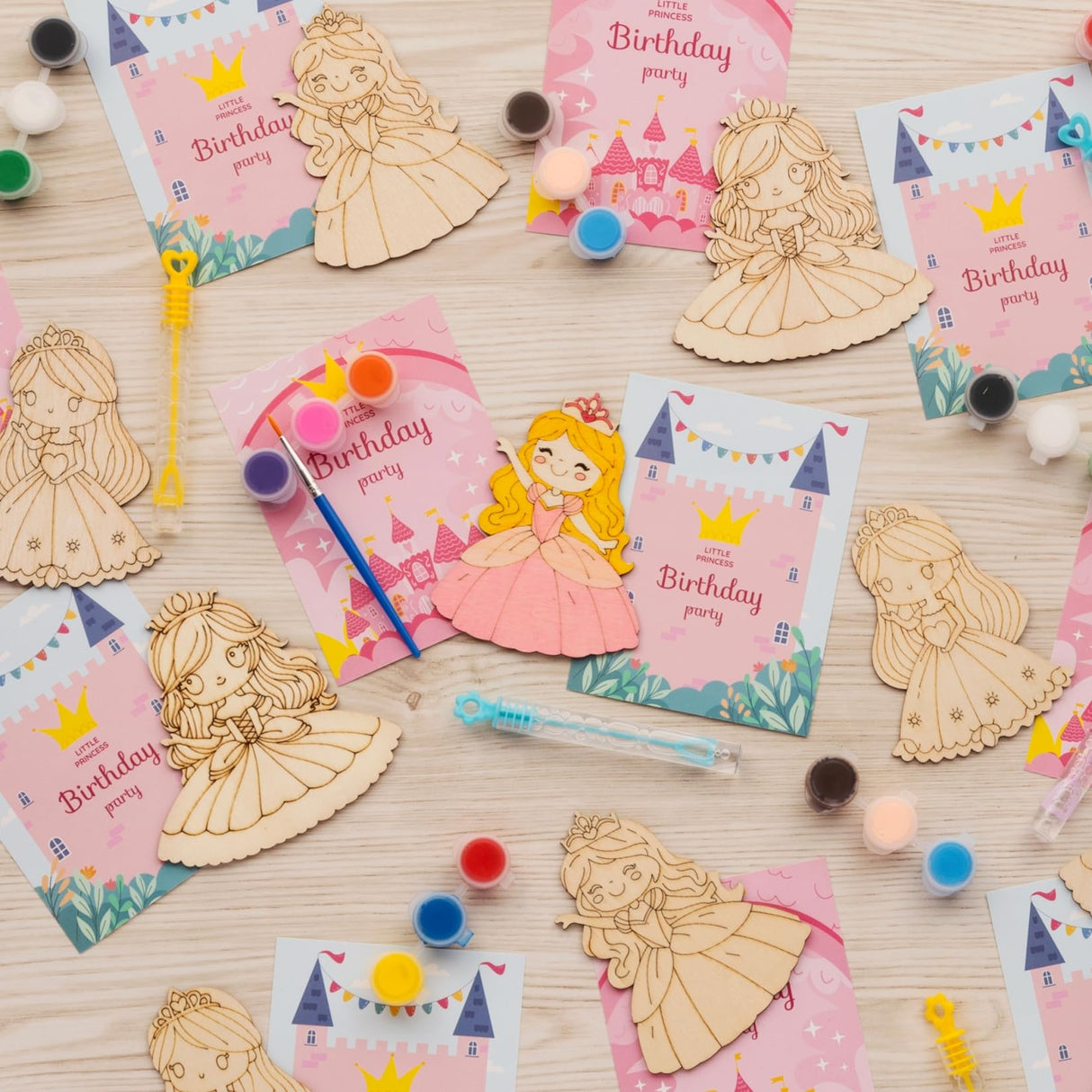 VENUSFIT Princess Party Favors - 12 PCS Princess Birthday Party Supplies - Princess Bubbles & Paint Crafts - Princess Birthday Decorations Goodie Bags Gifts Prizes for Kids Girls Toddler VENUSFIT