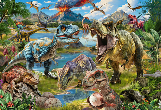 JOYZEXY Puzzles for Kids Ages 4-6-8-10, Dinosaur World Puzzle 100 Pieces Jurassic Landscape Jigsaw Puzzles Educational Toys Gifts for Boys Girls