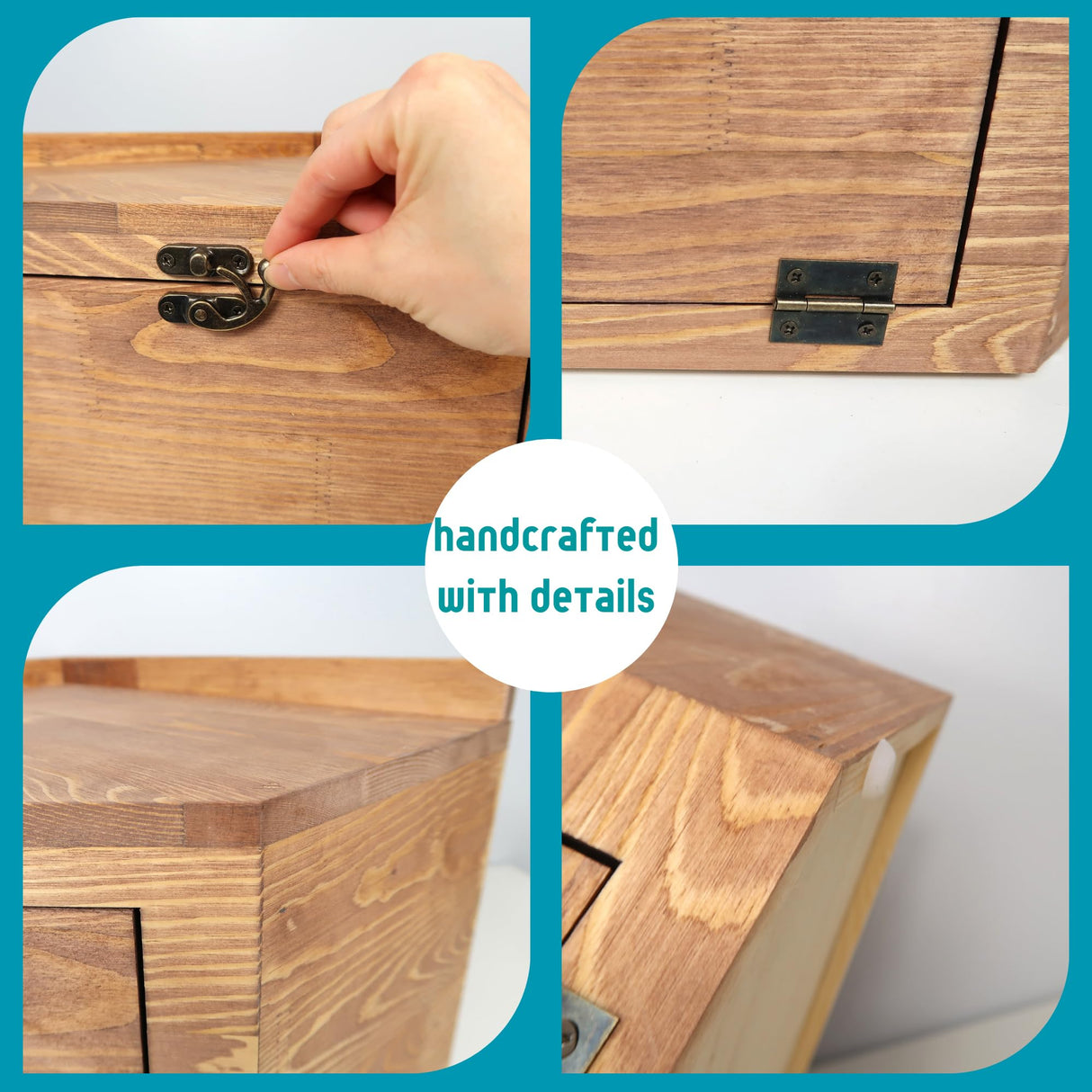 Besuerte Corner Bread Box, Farmhouse Bread Box For Kitchen Countertop, Vintage Bread Box, Bread Organizer Containers Storage Keeper Includes 2x16oz Mason Jars with Flowers (Large,Nut Bown) Besuerte