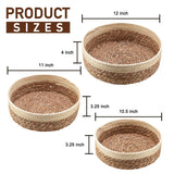 Round Rattan Baskets Set for Organizing Wicker Storage Basket for Fruit, Bread Serving Decorative Gift Baskets Empty, Countertop Baskets for Pantry and Bathroom Unistyle