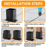 AOSTD 4x4 Post Base-13 Gauge Thick Solid Steel,Inner Size 3.5x3.5 Inch Wood Fence Post Brackets-Rust-Proof Black Powder-Coated Railing Post Brackets for Support Deck, Pergola(4 Pcs) AOSTD