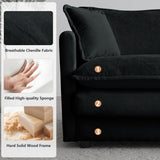 mikibama Luxury 2 Piece Cloud Couches Set, Modern Upholstered Chenille 3 Seater and Loveseat Sofa Set with 9 Pillow for Living Room Bedroom Office Apartment, Black mikibama