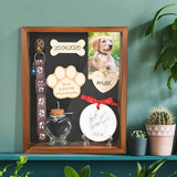Chunful Pet Memorial Gift Dog Shadow Box Picture Frame with Clay Pet Paw Heart Glass Bottle Wooden Decorations Kit Keepsake Gift for Loss of Dog Death Sympathy Remembrance Display Case(Brown) Chunful