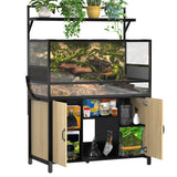 GDLF Reptile Tank Stand Terrarium Stand with Cabinet for Accessories Storage 48" X 24" Tabletop Fits up to 120 Gallon Bearded Dragon Tank, Reptile Terrarium,turtle tank,Natural Wood Color GDLF