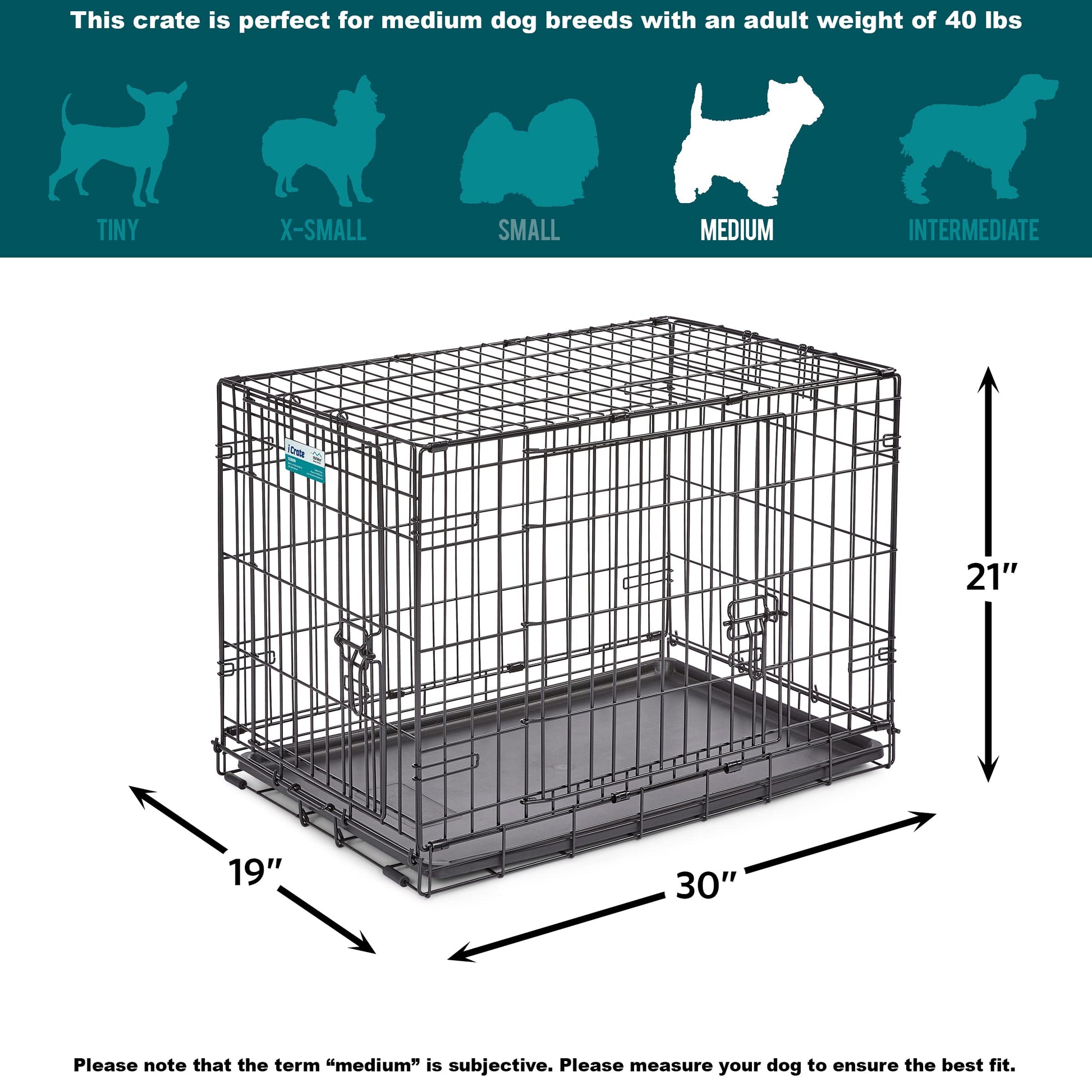 MidWest Homes for Pets Newly Enhanced Double Door iCrate Dog Crate, Includes Leak-Proof Pan, Floor Protecting Feet, Divider Panel & New Patented Features - WoodArtSupply