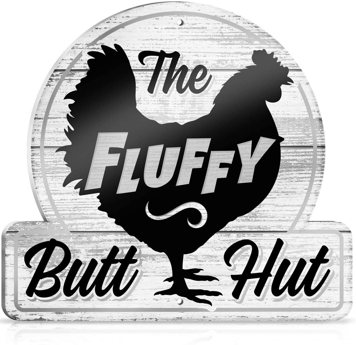 Bigtime Signs Fluffy Butt Hut Chicken Coop Sign - Funny Chicken Coop Decor for Hen Lovers, 12"x11" PVC Durable and Weatherproof - Thoughtful Gift for Chicken Lovers, Hen Feeder and Nesting Box Accent Bigtime Signs