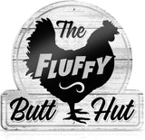 Bigtime Signs Fluffy Butt Hut Chicken Coop Sign - Funny Chicken Coop Decor for Hen Lovers, 12"x11" PVC Durable and Weatherproof - Thoughtful Gift for Chicken Lovers, Hen Feeder and Nesting Box Accent Bigtime Signs
