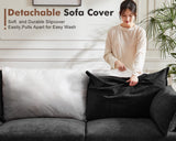 ABCASA 99" Modular Sofa Couch, Comfy 3-Seater Chenille Fabric Couch for Living Room, Office, Apart W/Deep Seat, High Backrest, Upholstered Couch W/Removable Cover, Black ABCASA