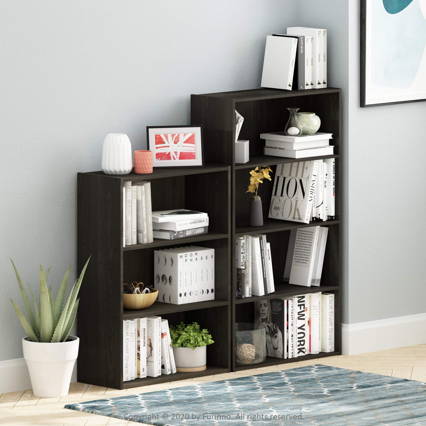 Furinno Pasir 3-Tier Open Shelf Bookcase, Dark Espresso - WoodArtSupply